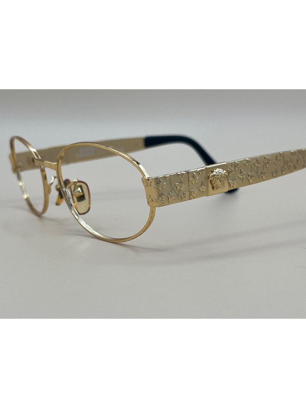 Gianni Versace X02 Gold Oval Eyeglasses With Medusa & Ivy Pattern Made In Italy